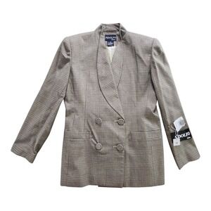 Adolfo Atelier Womens Blazer Jacket Sz 12 Plaid 80s Vintage Office Career